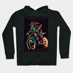 Dirt bike rider - orange and blue neon Hoodie